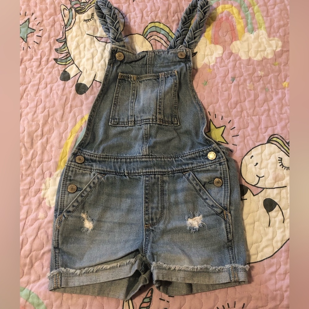GAP Kids Blue Denim Overall Shorts